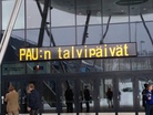 Talvipäivien sähköinen osoitekyltti Lahden messukeskuksessa.
